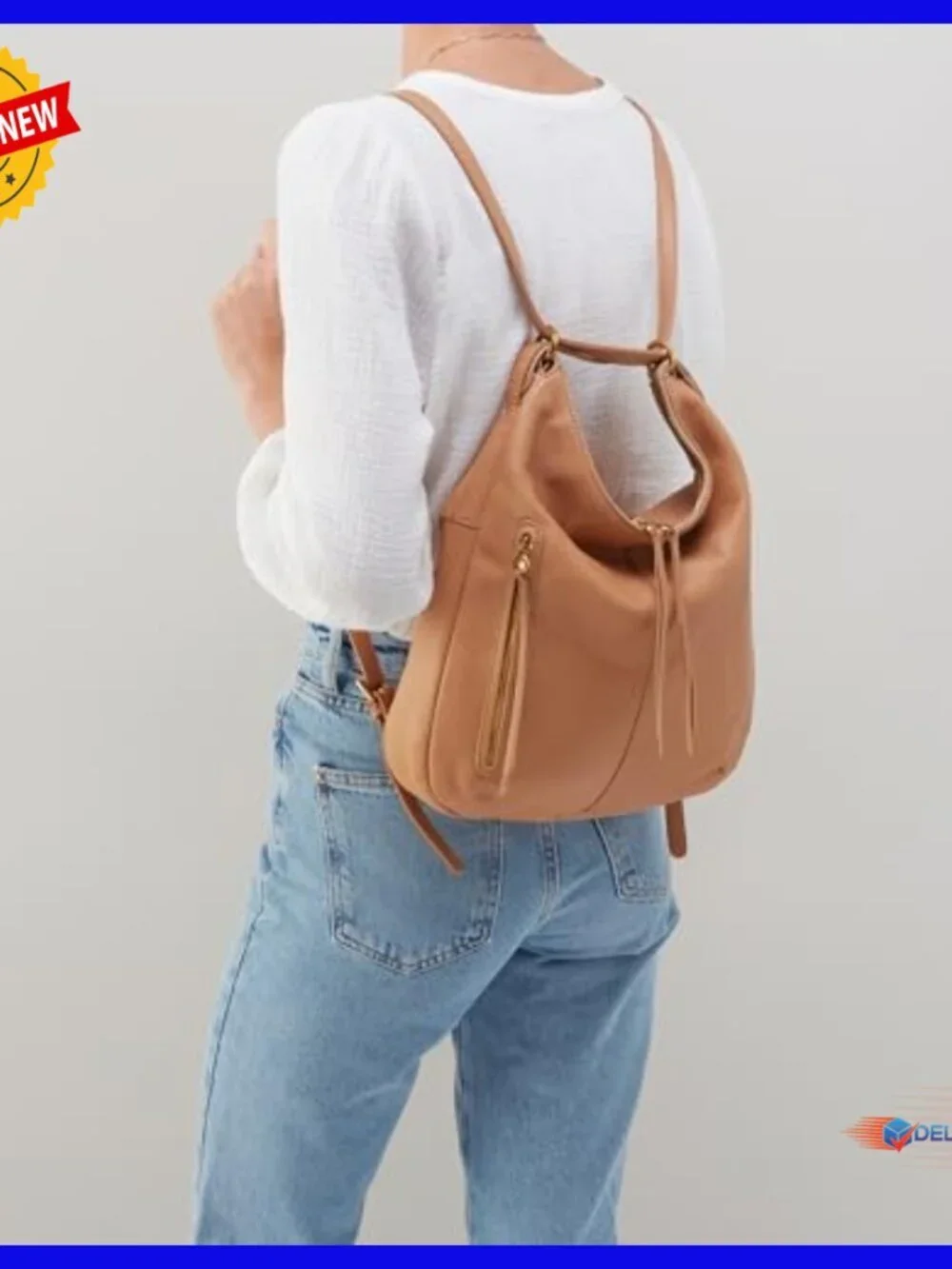 Leather Backpack Convertible to Shoulder Bag, Spacious for Travel Essentials